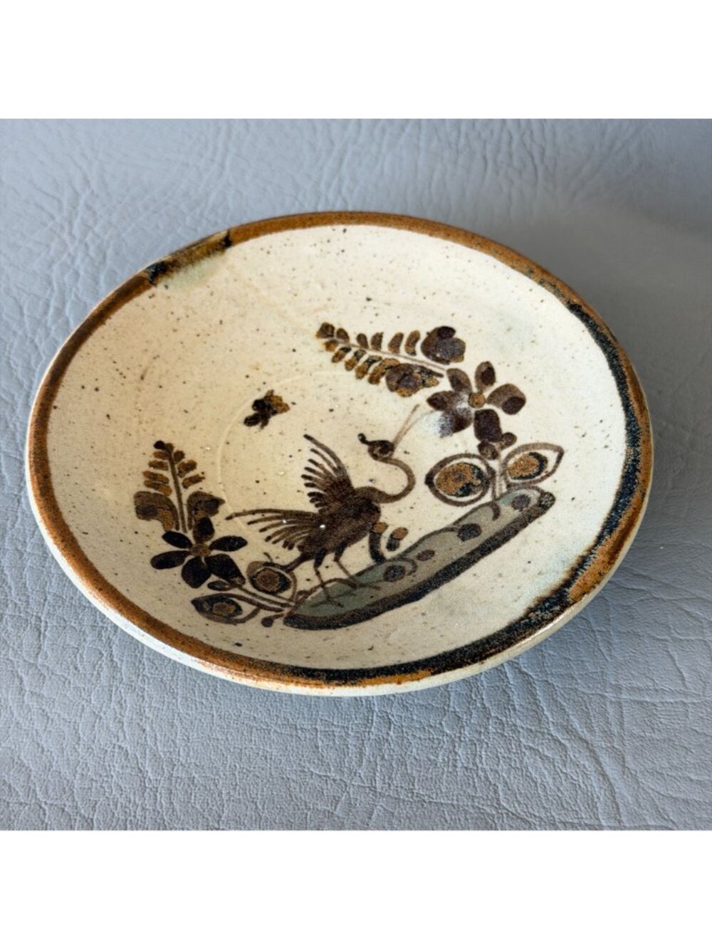 Vintage Tonala Mexico Studio Pottery Cup Saucer Set Signed S Lucas Bird 5.5" - Picture 15 of 16